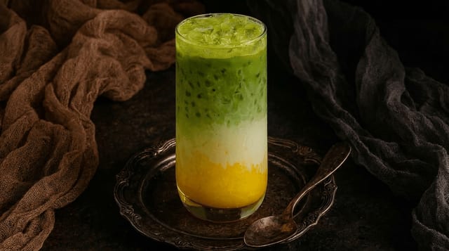 Sunny (Mango) Matcha Latte.